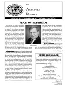 THE  AUDITOR’S REPORT  Volume 24, No. 1, Fall 2000