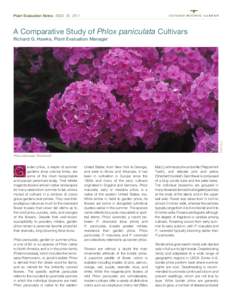 Plant Evaluation Notes ISSUE 35, 2011  A Comparative Study of Phlox paniculata Cultivars Mark Rudy