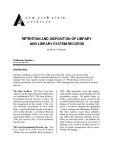 New York State Archives - Publication #6 - Retention and Disposition of Library and Library System Records
