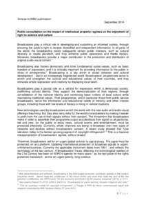 Annexe to WBU submission September 2014 Public consultation on the impact of intellectual property regimes on the enjoyment of right to science and culture