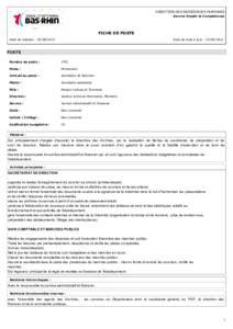 DIRECTION DES RESSOURCES HUMAINES Service Emploi et Compétences FICHE DE POSTE Date de création : 