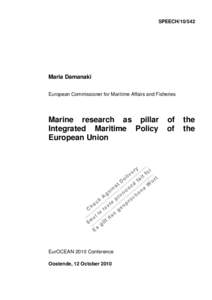 SPEECH[removed]Maria Damanaki European Commissioner for Maritime Affairs and Fisheries  Marine research as pillar