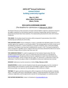 AJFCA 43rd Annual Conference connect|miami building community together May 3-5, 2015 Hilton Miami Downtown Miami, Florida