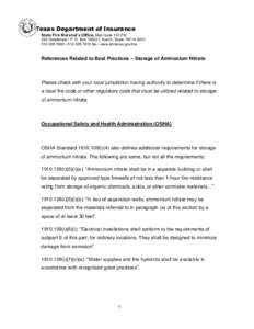 Texas Department of Insurance State Fire Marshal’s Office, Mail Code 112-FM 333 Guadalupe • P. O. Box[removed], Austin, Texas[removed][removed] • [removed]fax • www.tdi.texas.gov/fire  References Related 
