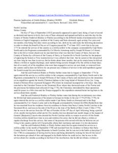 Southern Campaign American Revolution Pension Statements & Rosters Pension Application of Fridrik Binkey (Binkley) W4898 Elizabeth Binkey Transcribed and annotated by C. Leon Harris. Revised 2 July[removed]NC