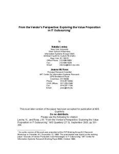 International economics / Telecommuting / Economics / Outsourcing / Business process outsourcing / Outsourcing relationship management / Business / Offshoring / Management