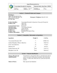 Safety / Health sciences / Quaternary ammonium compounds / Material safety data sheet / Materials / Threshold limit value / Vecuronium bromide / Occupational hygiene / Health / Industrial hygiene / Occupational safety and health