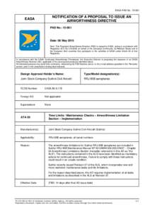 EASA PAD No.: NOTIFICATION OF A PROPOSAL TO ISSUE AN AIRWORTHINESS DIRECTIVE  EASA