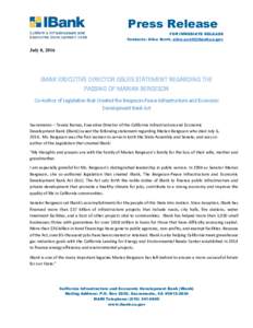 Press Release FOR IMMEDIATE RELEASE Contacts: Alice Scott,  July 8, 2016