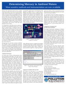 Determining Mercury in Ambient Waters: More sensitive methods and instrumentation are now available Mercury has long been known to be a potent toxin but recently concern has increased significantly about chronic 