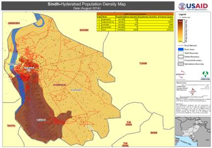 Sindh-Hyderabad Population Density Map Date (August[removed]MATIARI  Legend