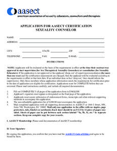 Human behavior / Therapy / Fertility / American Association of Sexuality Educators /  Counselors and Therapists / Sexual addiction / Certified Sex Therapist / Sexual harassment / Human sexual activity / Human sexuality / Sex therapy / Sex education