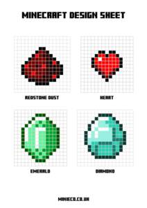 MINECRAFT DESIGN SHEET  REDSTONE DUST EMERALD