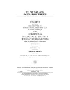 9/11 FIVE YEARS LATER: GAUGING ISLAMIST TERRORISM HEARING BEFORE THE