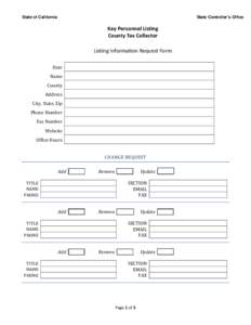 State of California  State Controller’s Office Key Personnel Listing County Tax Collector