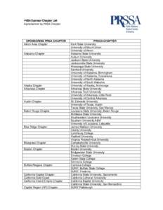 PRSA Sponsor Chapter List Alphabetical by PRSA Chapter SPONSORING PRSA CHAPTER Akron Area Chapter