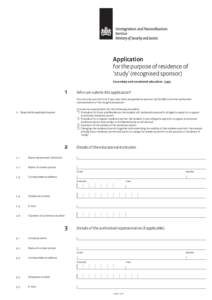Application for the purpose of residence of ‘study’ (recognised sponsor) Secondary and vocational education  (393)  								 1