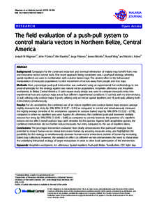 The field evaluation of a push-pull system to control malaria vectors in Northern Belize, Central America