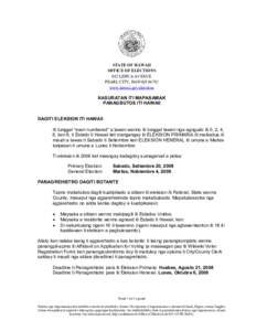 STATE OF HAWAII OFFICE OF ELECTIONS 802 LEHUA AVENUE PEARL CITY, HAWAII[removed]www.hawaii.gov/elections