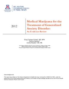 Medical Marijuana for the Treatment of Generalized Anxiety Disorder: 2012