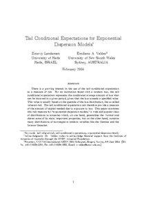 Tail Conditional Expectations for Exponential Dispersion Models∗ Zinoviy Landsman