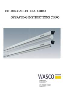 BETRIEBSANLEITUNG CIRRO OPERATING INSTRUCTIONS INSTRUCTIONS CIRRO WASCO GmbH Doornkaatlohne 15