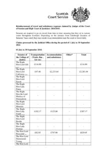 Reimbursement of travel and subsistence expenses claimed by Judges of the Court of Session and High Court of Justiciary[removed]Senators are required to go on circuit from time to time, meaning that they sit in variou