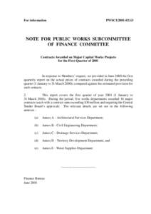 For information  PWSCI[removed]NOTE FOR PUBLIC WORKS SUBCOMMITTEE OF FINANCE COMMITTEE