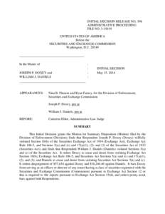 INITIAL DECISION RELEASE NO. 598 ADMINISTRATIVE PROCEEDING FILE NO[removed]UNITED STATES OF AMERICA Before the SECURITIES AND EXCHANGE COMMISSION