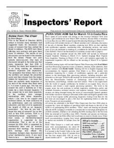 The  Inspectors’ Report VOL 12 NO 4 EARLY WINTER[removed]Notes from The Chair