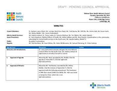 Oldman River Health Advisory Council - November 4, [removed]Minutes