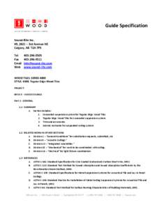 Guide Specification Sound-Rite Inc. #9, 2821 – 3rd Avenue NE Calgary, AB T2A 7P3 Tel Fax