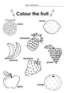 My name is ____________________  Colour the fruit lemon melon