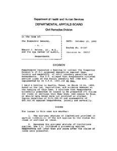 [removed]CR103 The Inspector General v. Edward J. Petrus, Jr., M.D., and the Eye Center of Austin