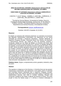 Rev. Colombiana cienc. Anim. 5(2):[removed],2013  ORIGINAL ÁREA DE ACCIÓN DEL CHIGÜIRO (Hydrochoerus isthmius) EN UN SISTEMA AGROPECUARIO EN CÓRDOBA, COLOMBIA