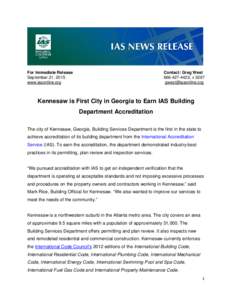 For Immediate Release September 21, 2015 www.iasonline.org Contact: Greg West, x 3267