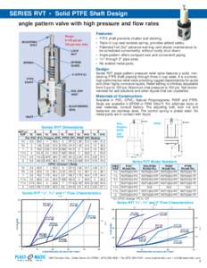 SERIES RVT • Solid PTFE Shaft Design angle pattern valve with high pressure and flow rates Features: Range: 5-100 psi set