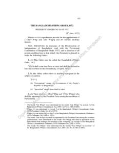 The Bangladesh (Whips) Order, [removed]THE BANGLADESH (WHIPS) ORDER, 1972 PRESIDENT’S ORDER NO. 64 OF 1972