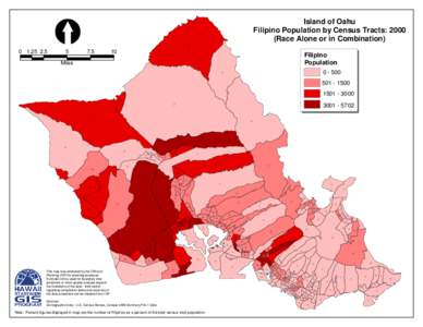 Island of Oahu Filipino Population by Census Tracts: 2000 (Race Alone or in Combination[removed] %