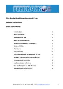 The Individual Development Plan General Guidelines Table of Contents Introduction  2