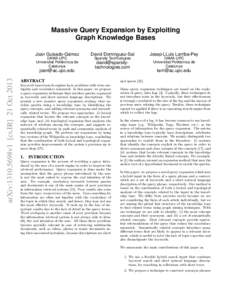 Massive Query Expansion by Exploiting Graph Knowledge Bases Joan Guisado-Gámez David Dominguez-Sal