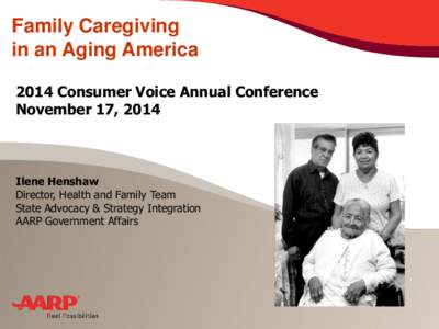 Family Caregiving in an Aging America 2014 Consumer Voice Annual Conference November 17, 2014  Ilene Henshaw