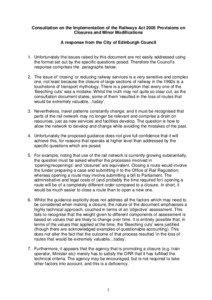 Consultation on the Implementation of the Railways Act 2005 Provisions on Closures and Minor Modifications A response from the City of Edinburgh Council