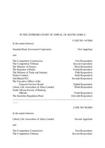 IN THE SUPREME COURT OF APPEAL OF SOUTH AFRICA CASE NO[removed]In the matter between Standard Bank Investment Corporation  First Appellant