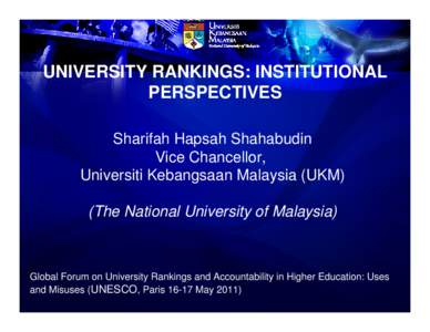 Microsoft PowerPoint - May 16 UNESCO Conf on Rankings
