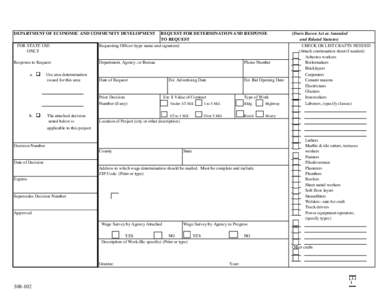 DEPARTMENT OF ECONOMIC AND COMMUNITY DEVELOPMENT FOR STATE USE ONLY Response to Request a.