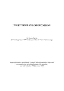 Crime / Aggression / Behavior / Virtual reality / Cyberstalking / Sociology / Stalking / Harassment / Internet-related prefixes / Abuse / Computer crimes / Ethics