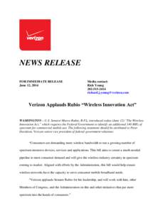 NEWS RELEASE FOR IMMEDIATE RELEASE June 12, 2014 Media contact: Rich Young