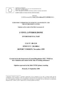 EUROPEAN COMMISSION DIRECTORATE-GENERAL HEALTH AND CONSUMER PROTECTION Directorate C - Scientific Opinions Unit C2 - Management of Scientific Committees; scientific co-operation and networks Scientific Committee on Toxic