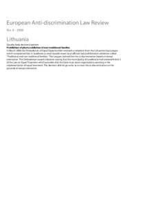 European Anti-discrimination Law Review No[removed]Lithuania Equality body decisions/opinions Prohibition of photo exhibition of non-traditional families